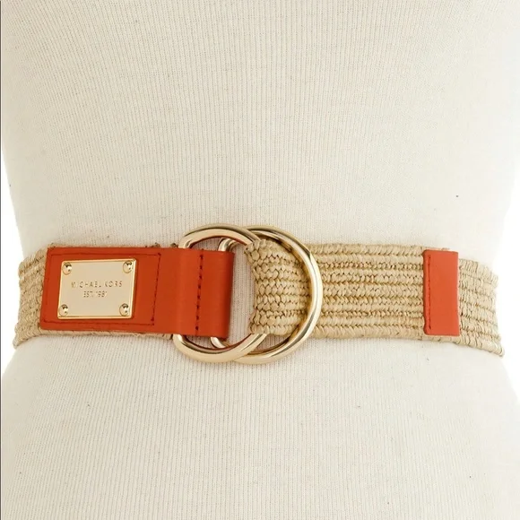 MICHAEL KORS - Straw leather ring belt Orange, S/M - Picture 9 of 9